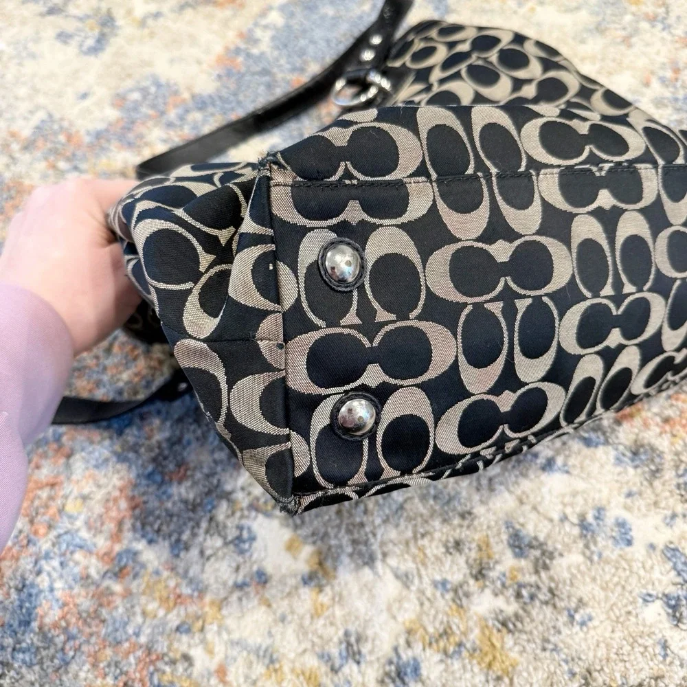 Vintage Coach Y2K Signature C Jacquard Shoulder Bag Wallet Black Designer